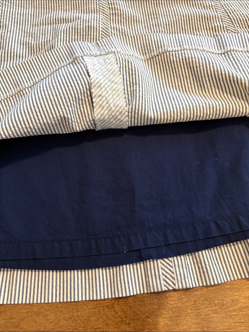 Cotton Talbots Blue and White Pinstripe A-Line Skirt - Picture 5 of 8